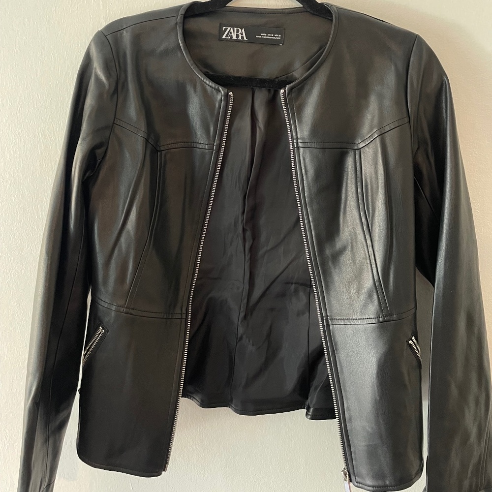 Zara Faux Leather Jacket - Black